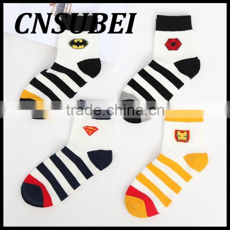 Super Hero Sock Men Stripes Knitted Cotton Sock