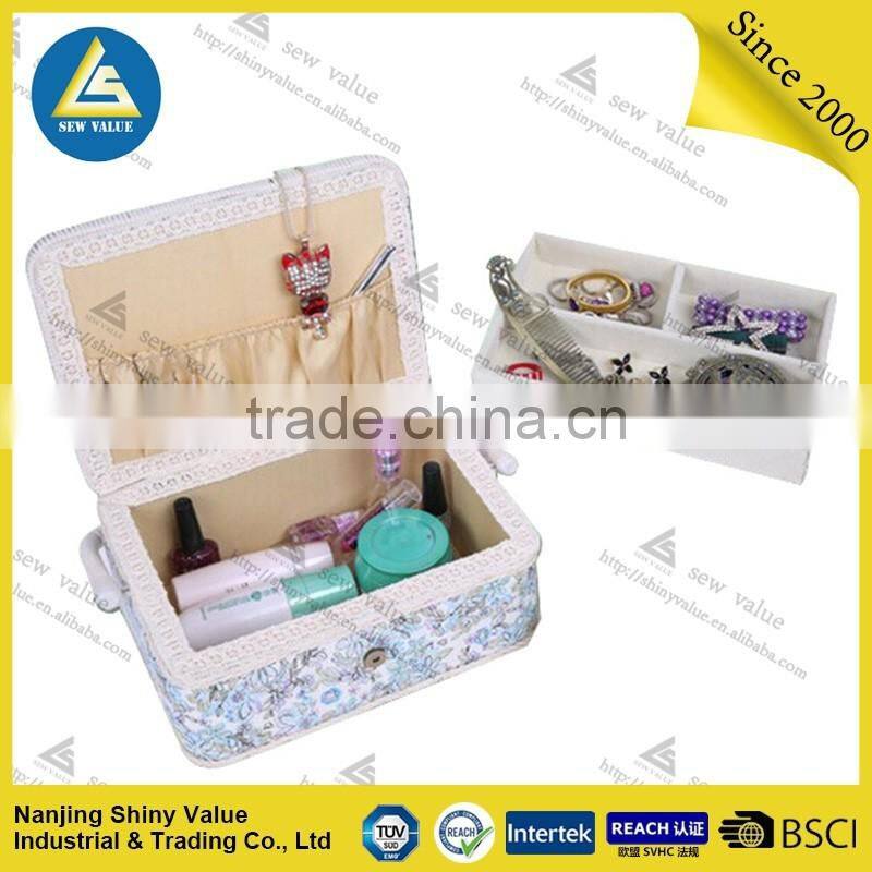 Non woven type fabric covering sewing basket with sewing kit