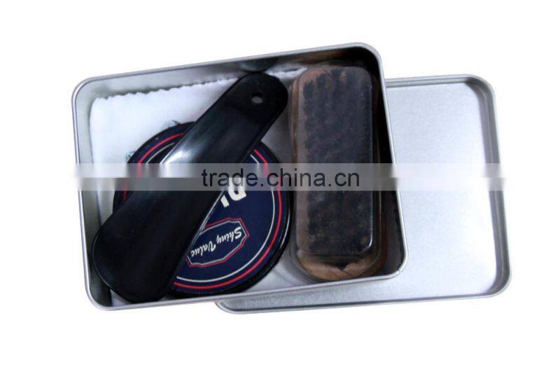 Gift type travel usage metal tin case shoe shine kit