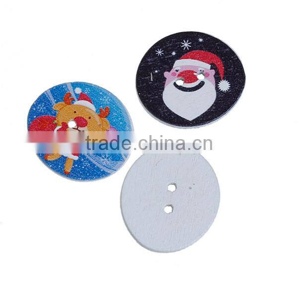 Wood Sewing Buttons Scrapbooking 2 Holes Oval At Random Christmas Pattern