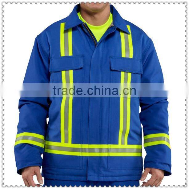 Protective Coverall Flame Resistant Duck Coat with Reflective Stripe and Quilt-Lined