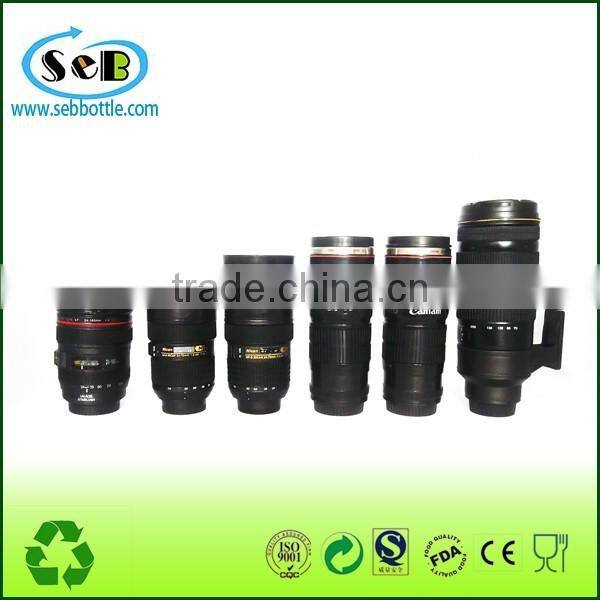 HOT sale stainless steel vacuum camera lens mug travel mug coffee mug with heating in car