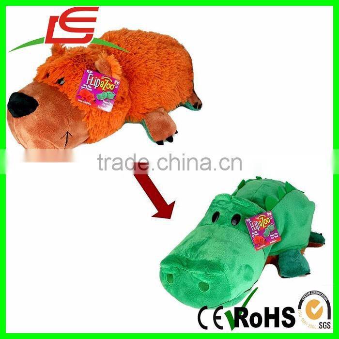 2 in 1 STUFFED TOY GRIZZLY BEAR TURN INTO ALLIGATOR