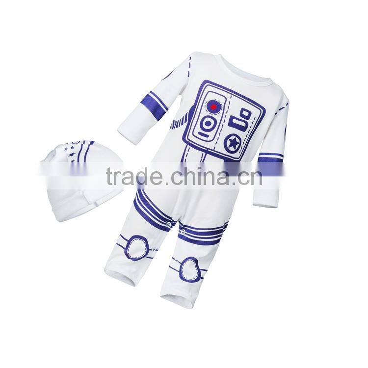 Baby Boy Clothes Set Cotton Fabric Prints Romper Jumpsuit with Hat