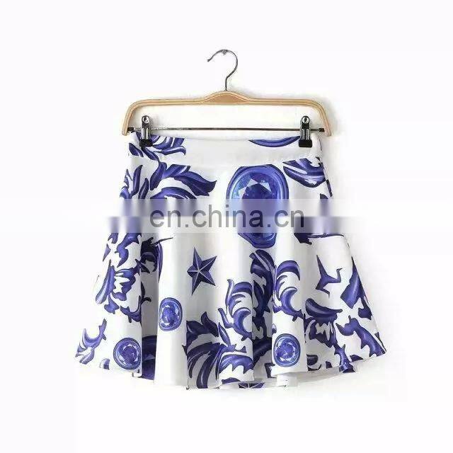 2015 Fashion dress autumn coat blue and white porcelain show thin two pieces dress ladies sportwear