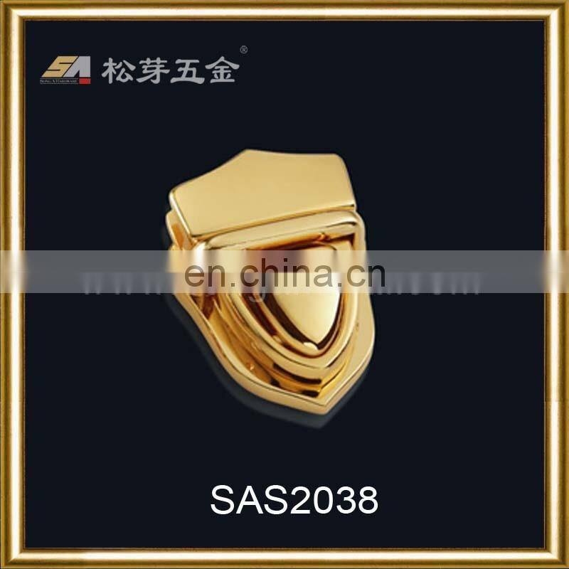 High-end Quality Zinc Alloy Metal Push Lock, Gold Color Plated Push Lock For Lady's Handbags