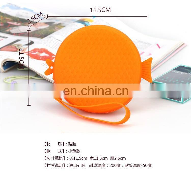 Cartoon Shape Round Mini Money Bag Assort Coin Bank Fish Shape Girls Clutch Silicone Wallet Wristlet Purse