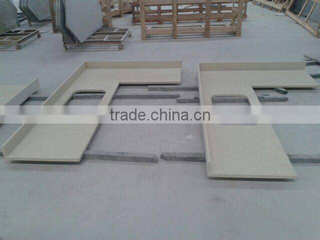 Chinese Quartz Countertops with Backsplash and Square Sink Cut-out