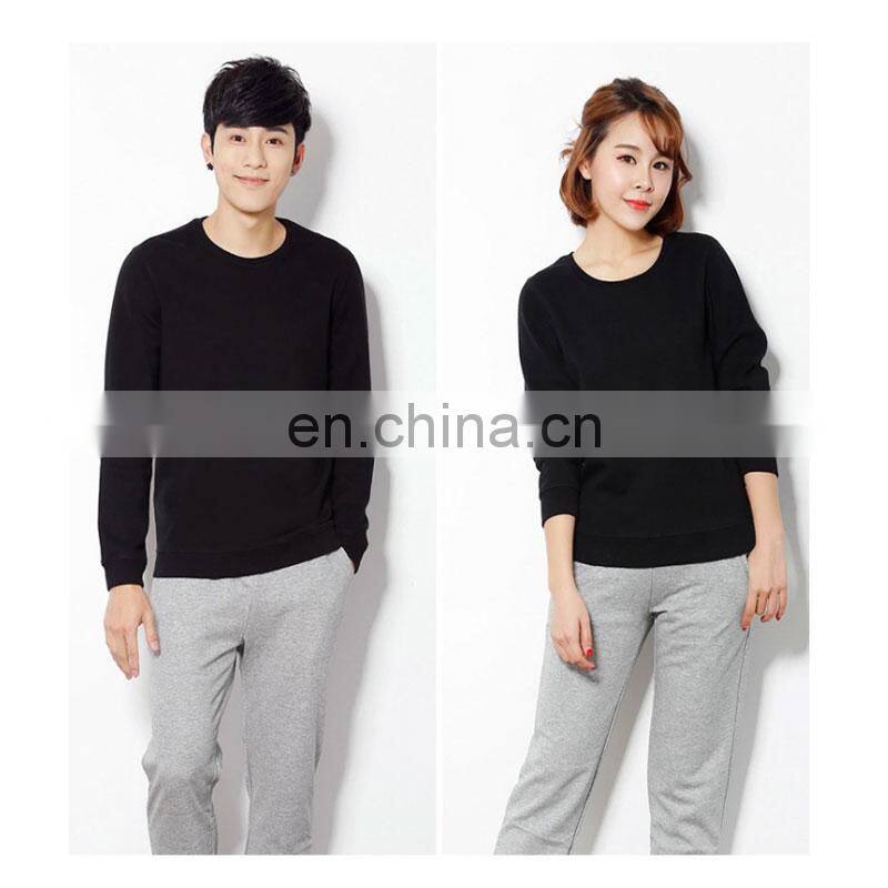 Customized plus velvet men and women casual loose large size solid color round neck sweater