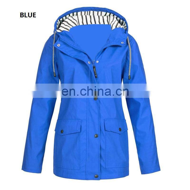 Manufacturer customized brand printing/embroidered women's mid-length loose large size windproof raincoat jacket crop top