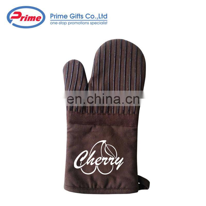 Multi Color Custom Printed Double Oven Mitt with Silicone Stripes
