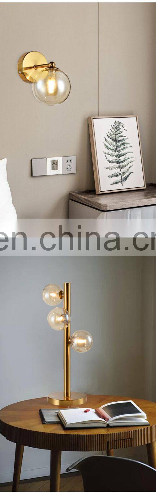 HUAYI Modern Simple Style Living Room Decoration Iron Glass Gold Globe Classic Table Lamp