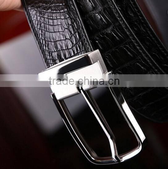 100% good quality gift genuine crocodile skin leather classic belt factory hot selling pin buckle belt for men simple noble