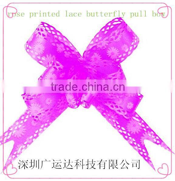 China Wholesale Hongkong Pull Bow in Gift Packing Decorative/ White Plain Poly Hongkong Pom Pom Pull Ribbon Bow