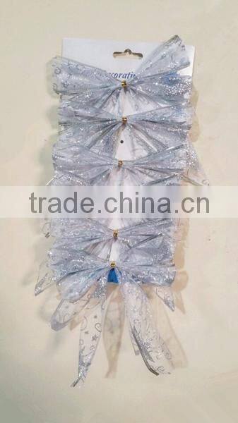 Christmas butterfly knot with glitter paint, ribbon bow suitable for Christmas packaging and Wedding decoration