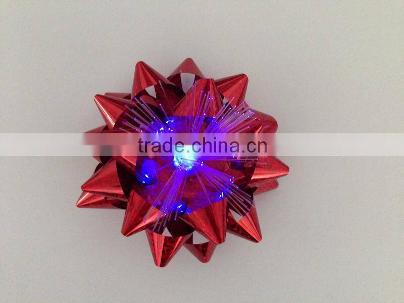 2013 New Design Gift Star Bow With LED Light/3.75" LED Lighting Party Decoration Star Ribbon Bows with fiber optic and bottom