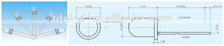 through hole 5mm round Led Diode chip
