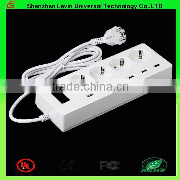 Manufacturer CE Cheap Extension Power Plug 6Gang 4 Port USB Multi Socket European