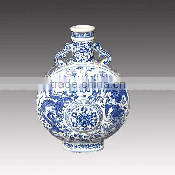 Home decorative ceramic vase with blue and white color