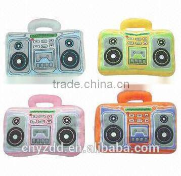 plush radio pillow/Novelty FM Scan Radio in Pillow Shape/stuffed Plush FM Scan Radio Pillow