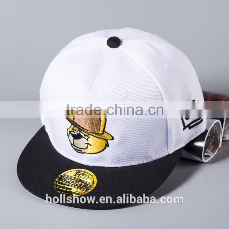 New Popular Cute Cartoon Bear Head Embroidery Unisex Men Women Custom Snapback Caps
