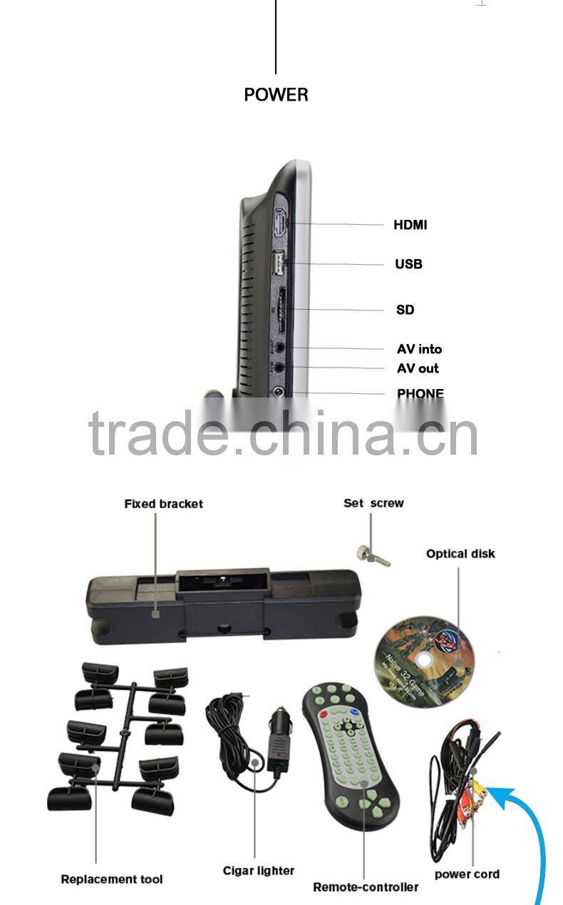 Touch Screen High Resolution 1024*600 10.1 inch car lcd monitor with hdmi input