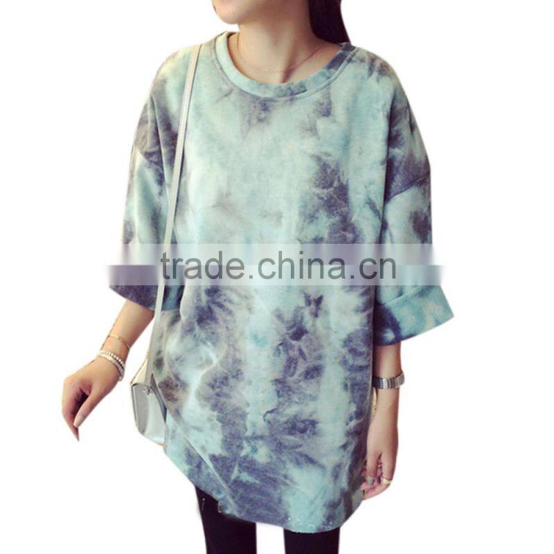 women loose long tie dye hoodie