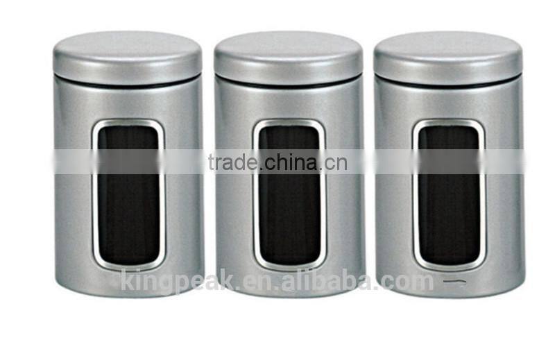 High Quality Stainless steel Window Canister Set /herbs and spices Jars/Stainless Steel Food Storage Spice Jars