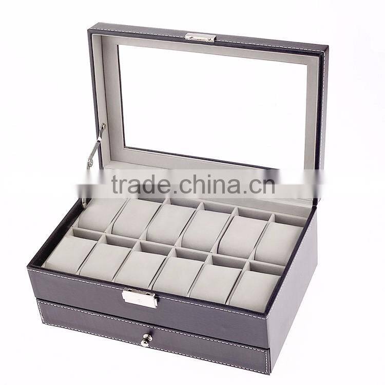 Custom PU leather Wooden Men Wrist Watch Storage Box Wholesale.