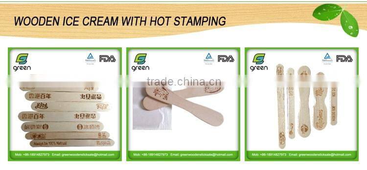 2015wholesale birch round edge wood ice cream sticks printed logo