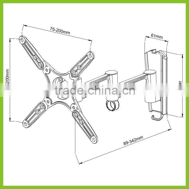 LCD2102 VESA 200X200 Aluminum LCD Mount Full Motion Tilting TV Bracket