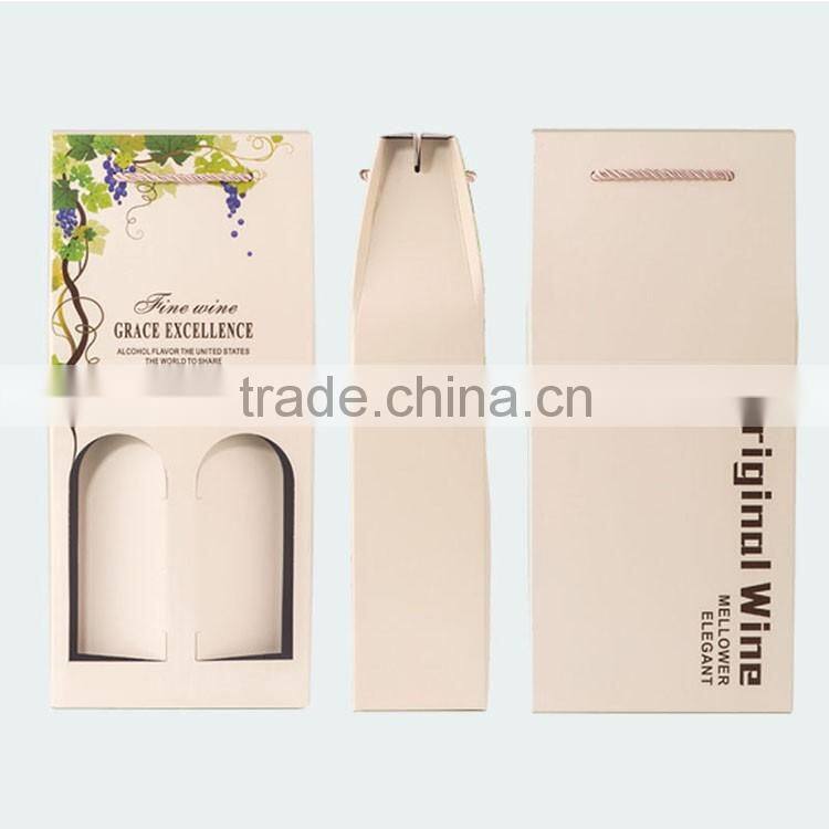 Nice wine gift box paper cardboard wine packaging customized elegant corrugated printed paper wine box packaging