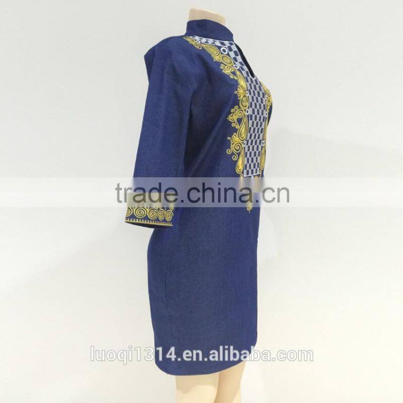 Fashion embroidery design women denim dresses