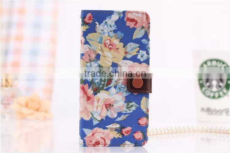 OEM and ODM Flower Pattern Purse Leather Case for iPhone 6 F-IPHLC020