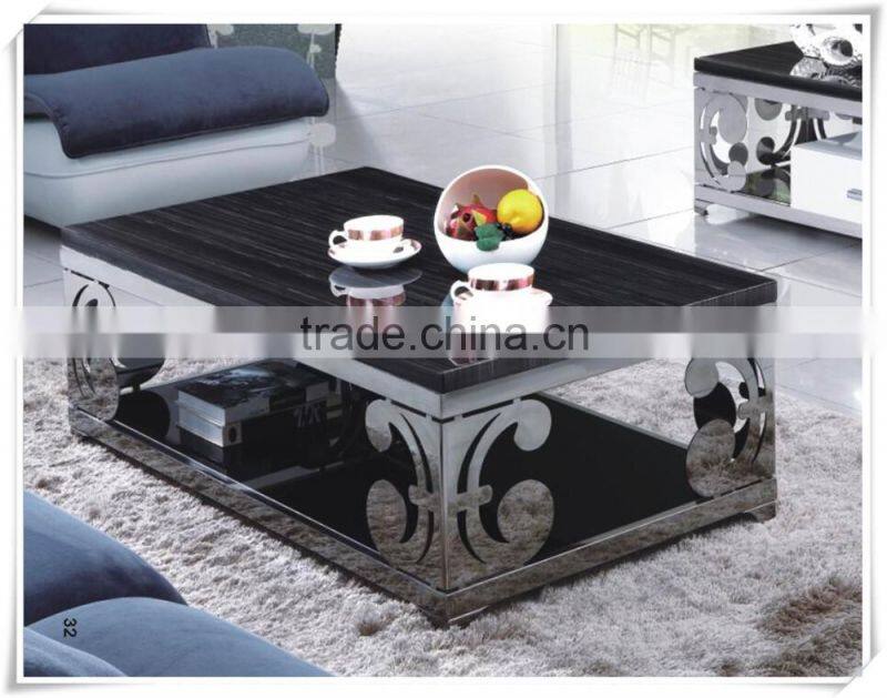 modern design wooden tea table with glass top