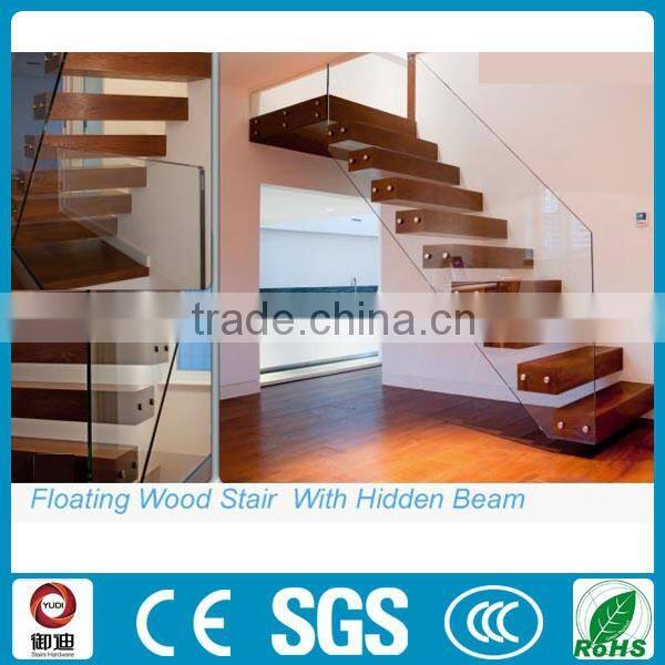 stainless steel floating wood tread stairway loft stairway