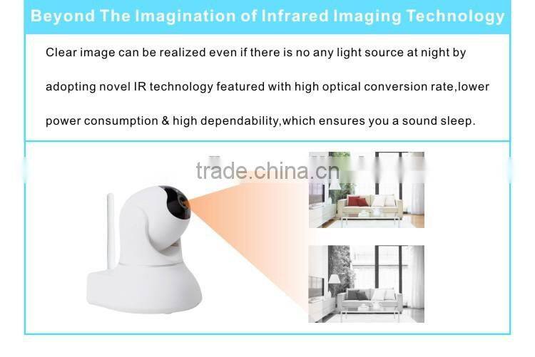 HD Mobile Phone Cloud camera and H.264 smart 720p ptz wifi ip camera can move the head support SD card
