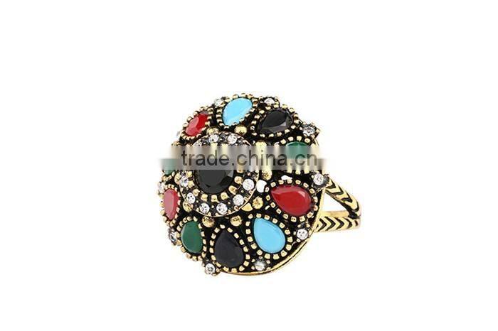 Factory direct sell zinc alloy multicolor crystal rhinestone ring bohemian rings