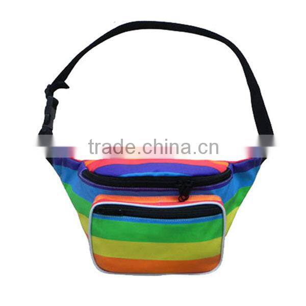 Hot selling color stripe 600D women waist bag China