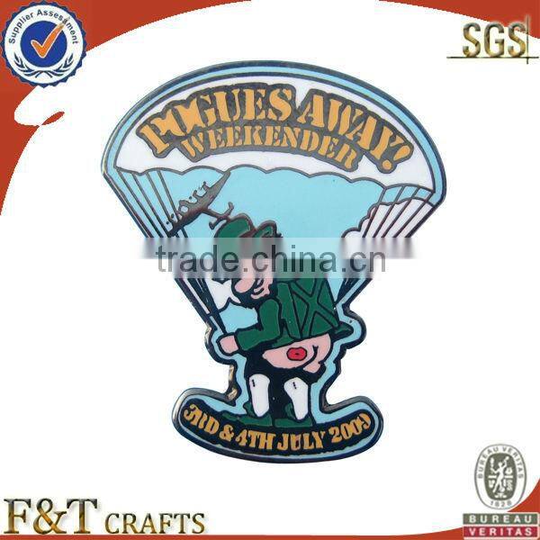 house shaped metal soft enamel badge with Epoxy dome