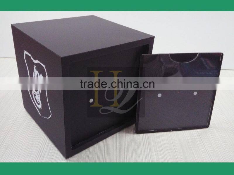 Custom black cube silk printing logo acrylic advertising display box