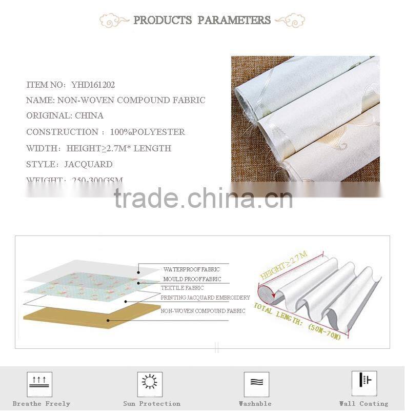 polyester non-woven compound jacquard wallpaper pvc wallpaper adhesive buy wallpaper