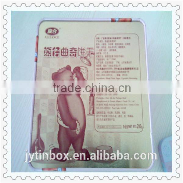 2015 best selling with cute picture square cookie metal tin box