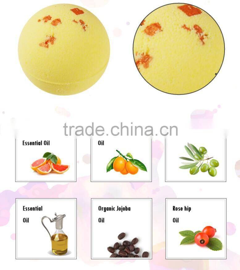 Mendior Yellow grapefruit essential oil bath fizzer/bomb flower relax bath salt bubble customized 30 g to 200 g
