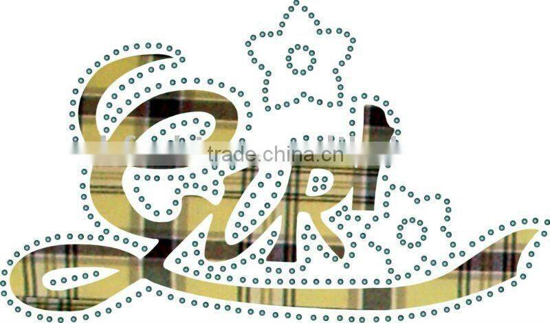 machine cut plaid with sequins around iron on rhinestone strass motif