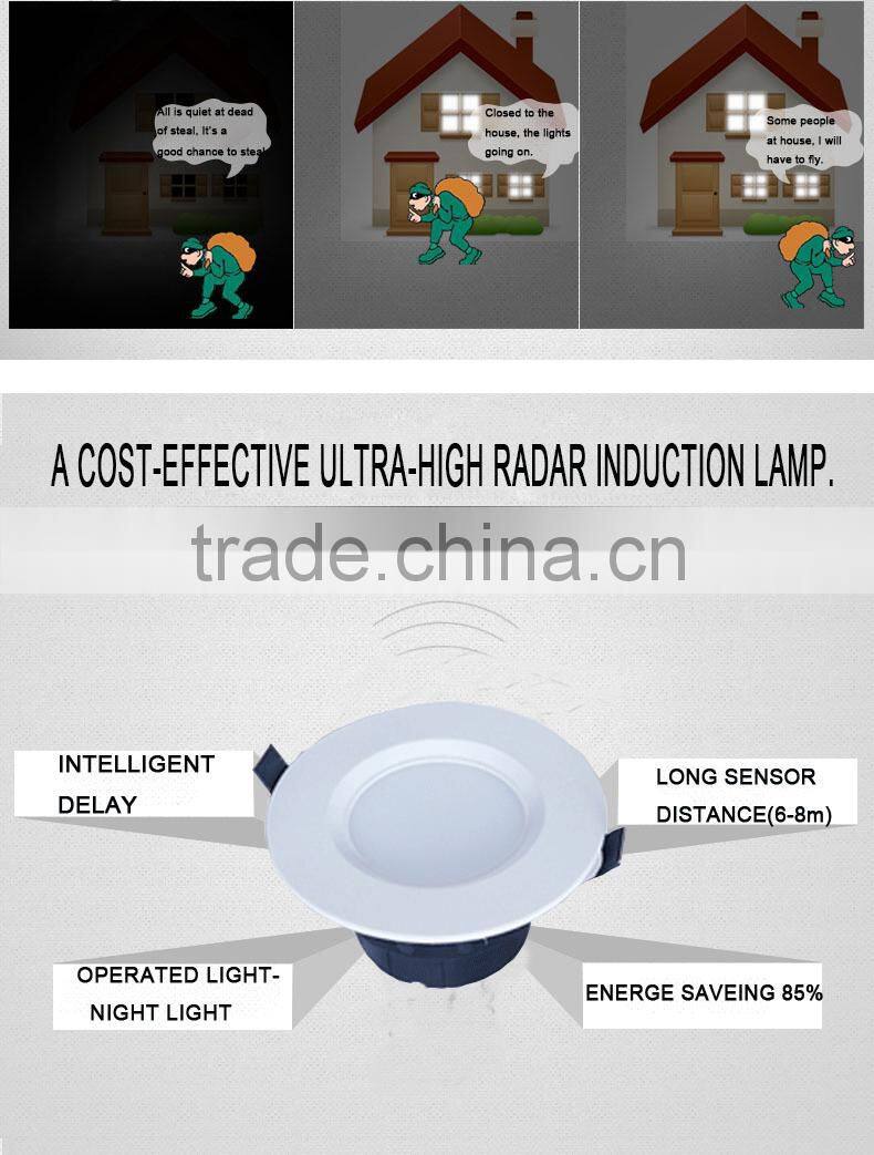 China supplier ce rohs dimmable pir sensor led downlight ac85-265v