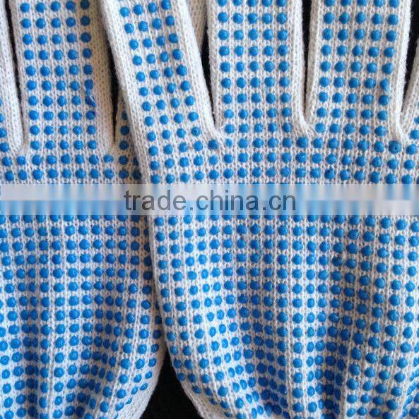 Blue PVC Dotted Cotton Glove/ PVC Dots Work Glove