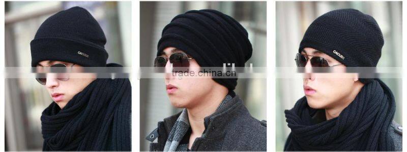 cheap knitted acrylic plain cuff beanie