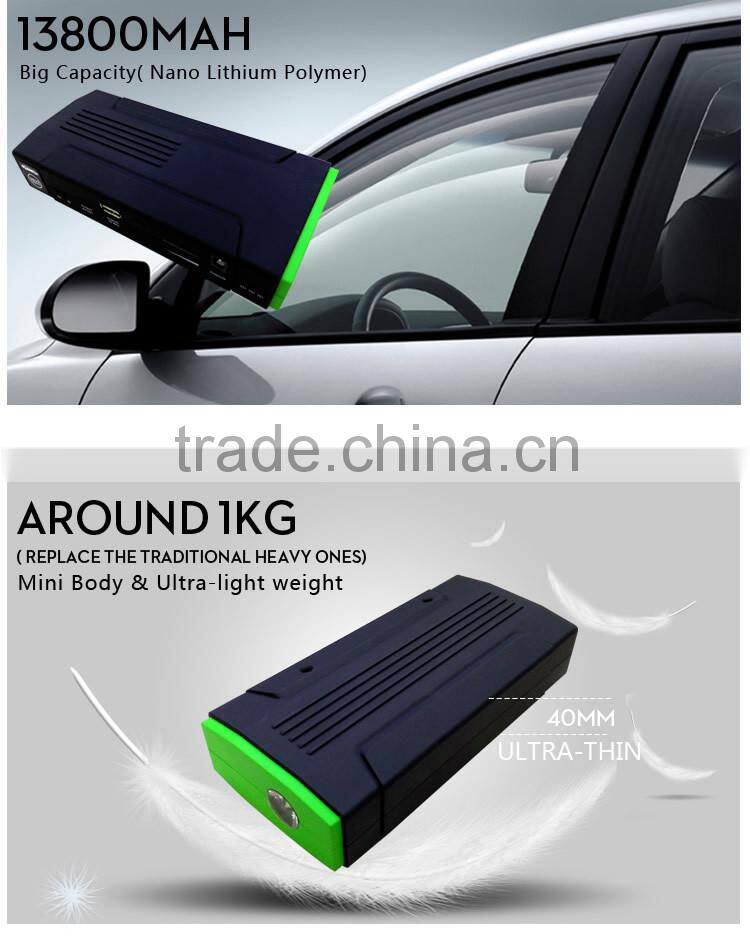 jump starter 13800mAh rohs approved high capacity power supply for petrol 12v mini snap on jump starter