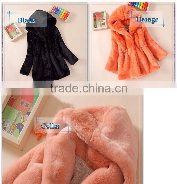girl winter fake fur clothes, hooded fur coat for kids